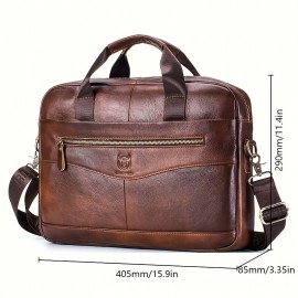 Men's Genuine Leather Tote Bag - Large Capacity, Multifunctional Briefcase with Adjustable Shoulder Strap, Durable First Layer Cowhide, Brown Multi-Compartment Design for Business Trips & Daily Commute, Daily Commute Bag | Multifunctional Design | Quality Leather Craftsmanship
